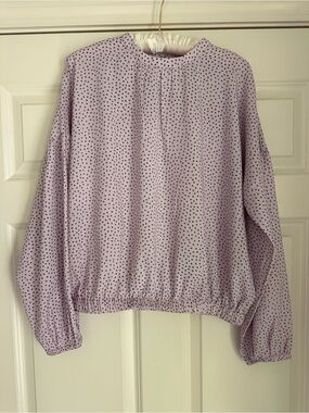Ann Taylor Lilac Pullover Blouse with Dot Print
